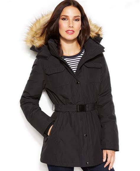 michael kors faux fur trim hooded down filled coat|MICHAEL Michael Kors Women's Faux.